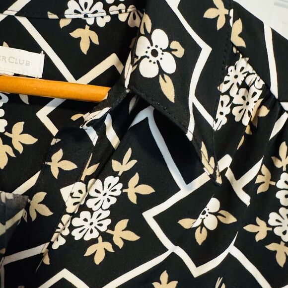 Charter Club Black and Cream Notched Collar Button Down Shirt - Picture 6 of 8